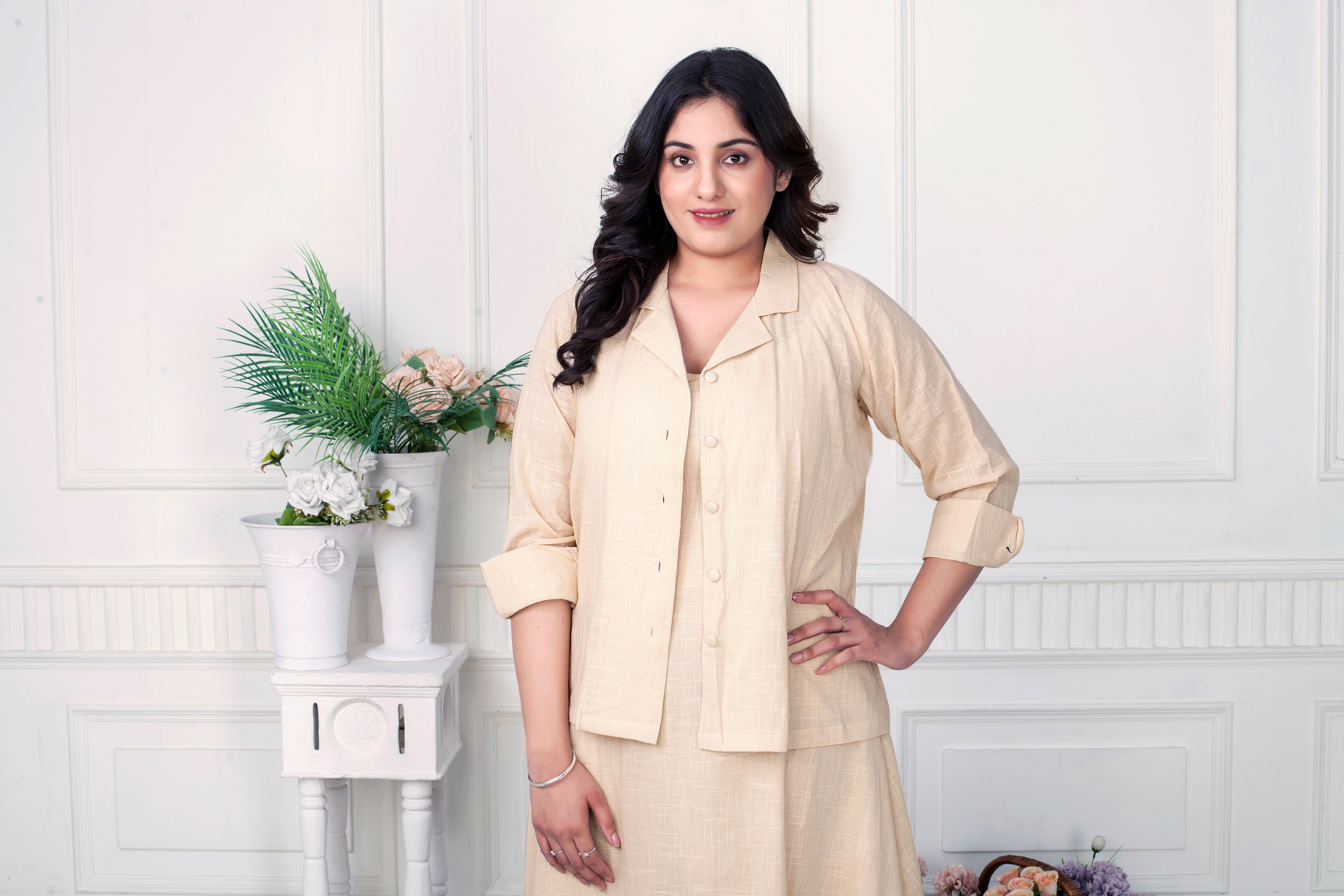 LAYERED GRACE - LINEN JACKET DRESS