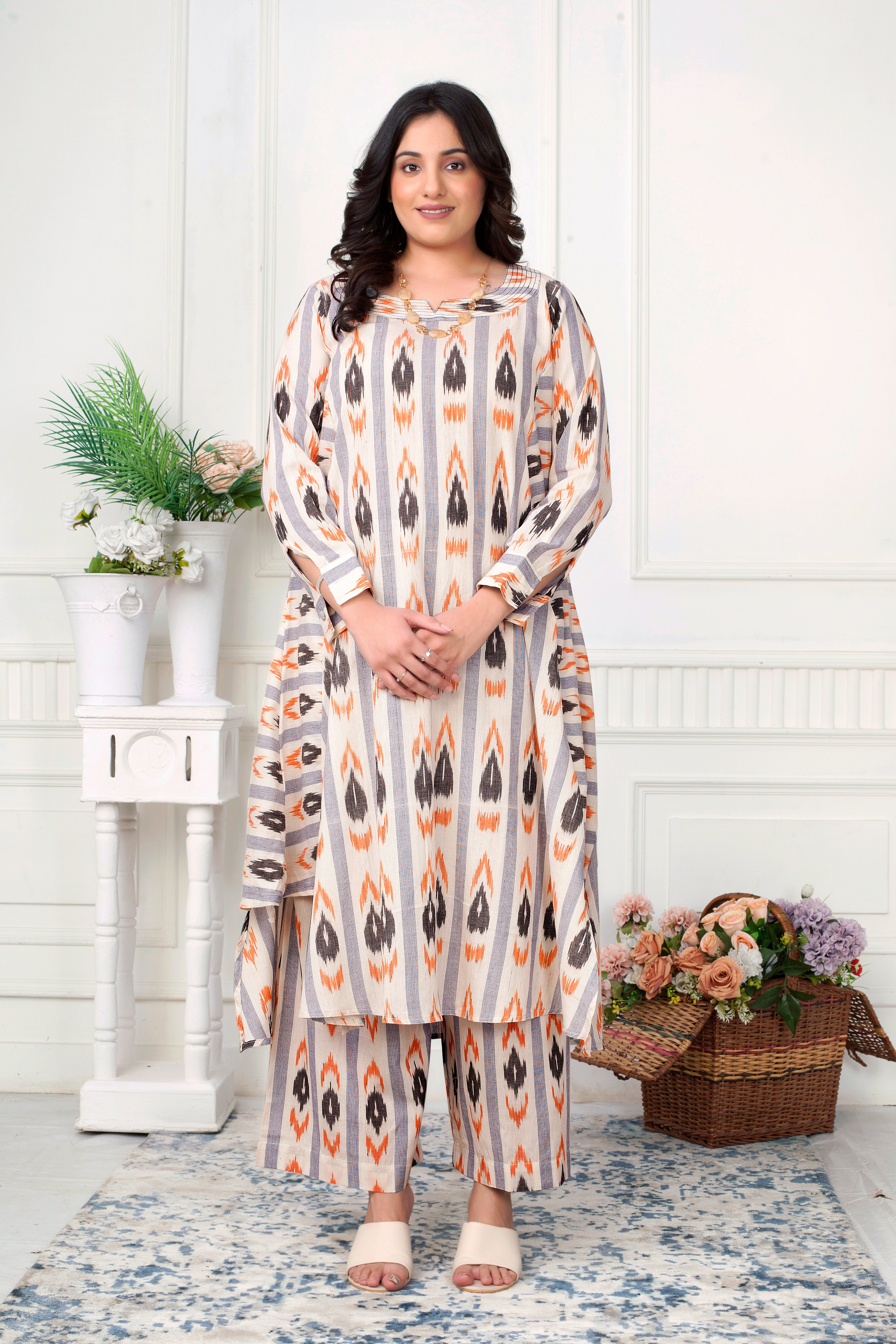 IKAT CROSS PATTERN COTTON COORD SET