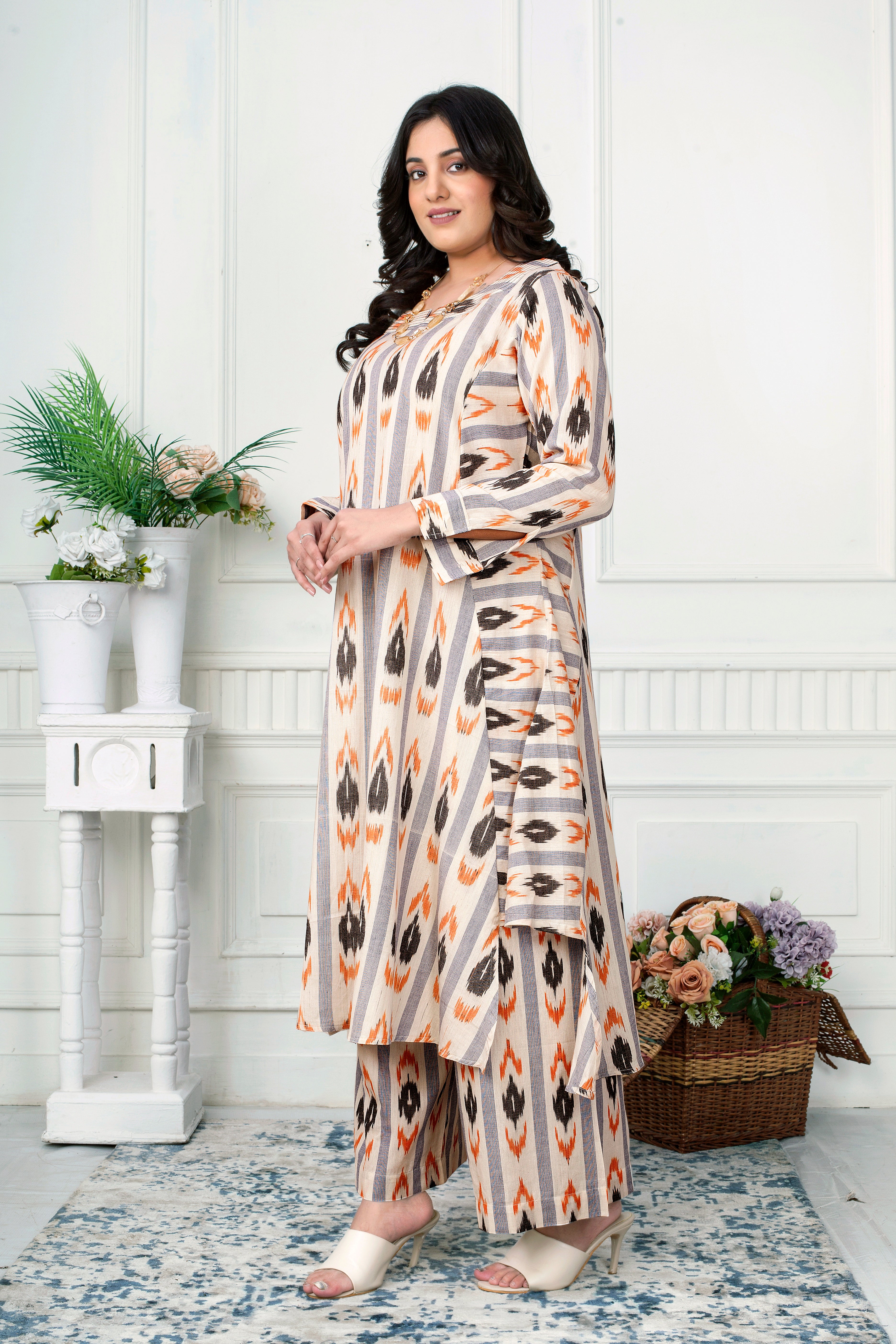 IKAT CROSS PATTERN COTTON COORD SET