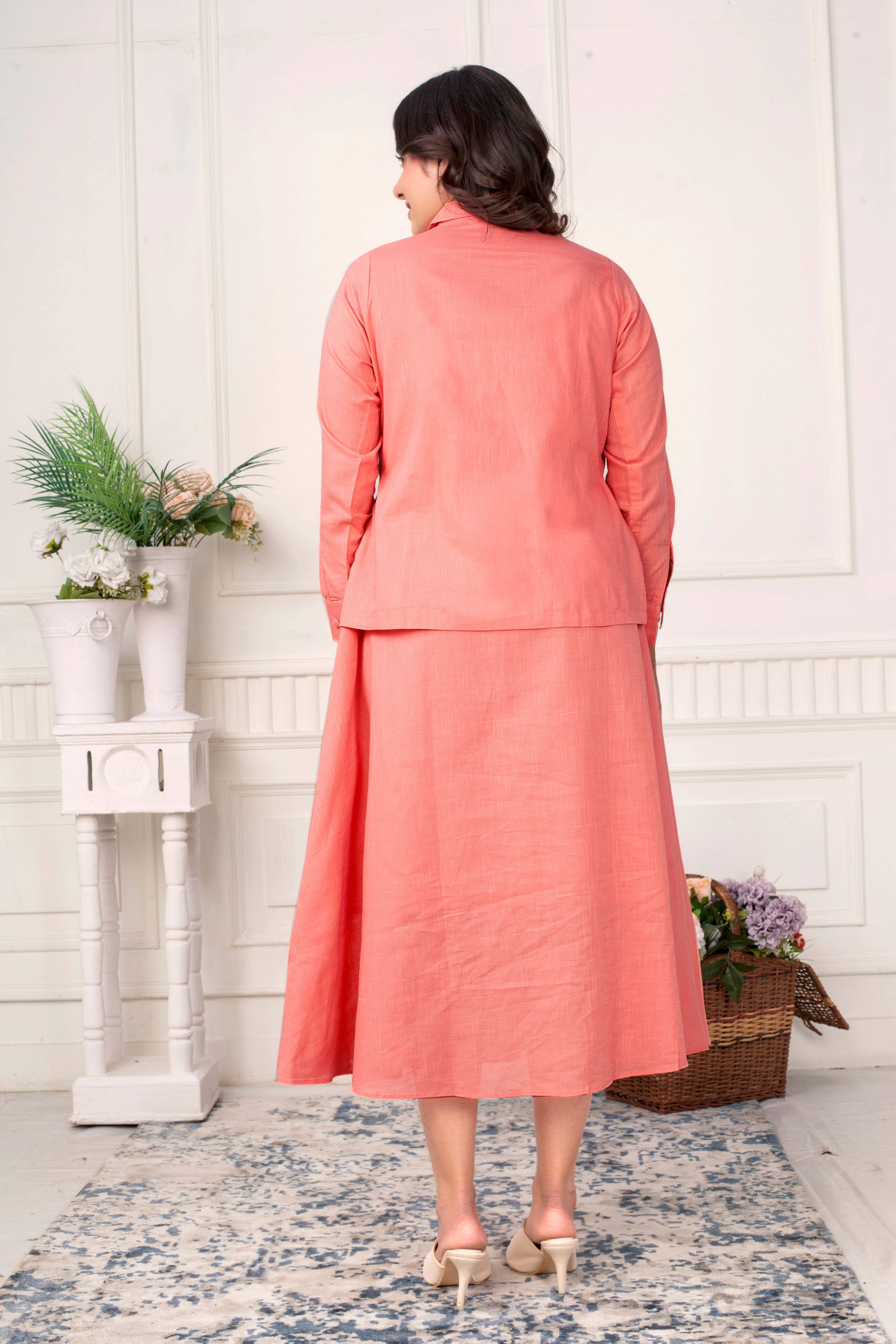 BLUSH SERENITY- LINEN JACKET DRESS