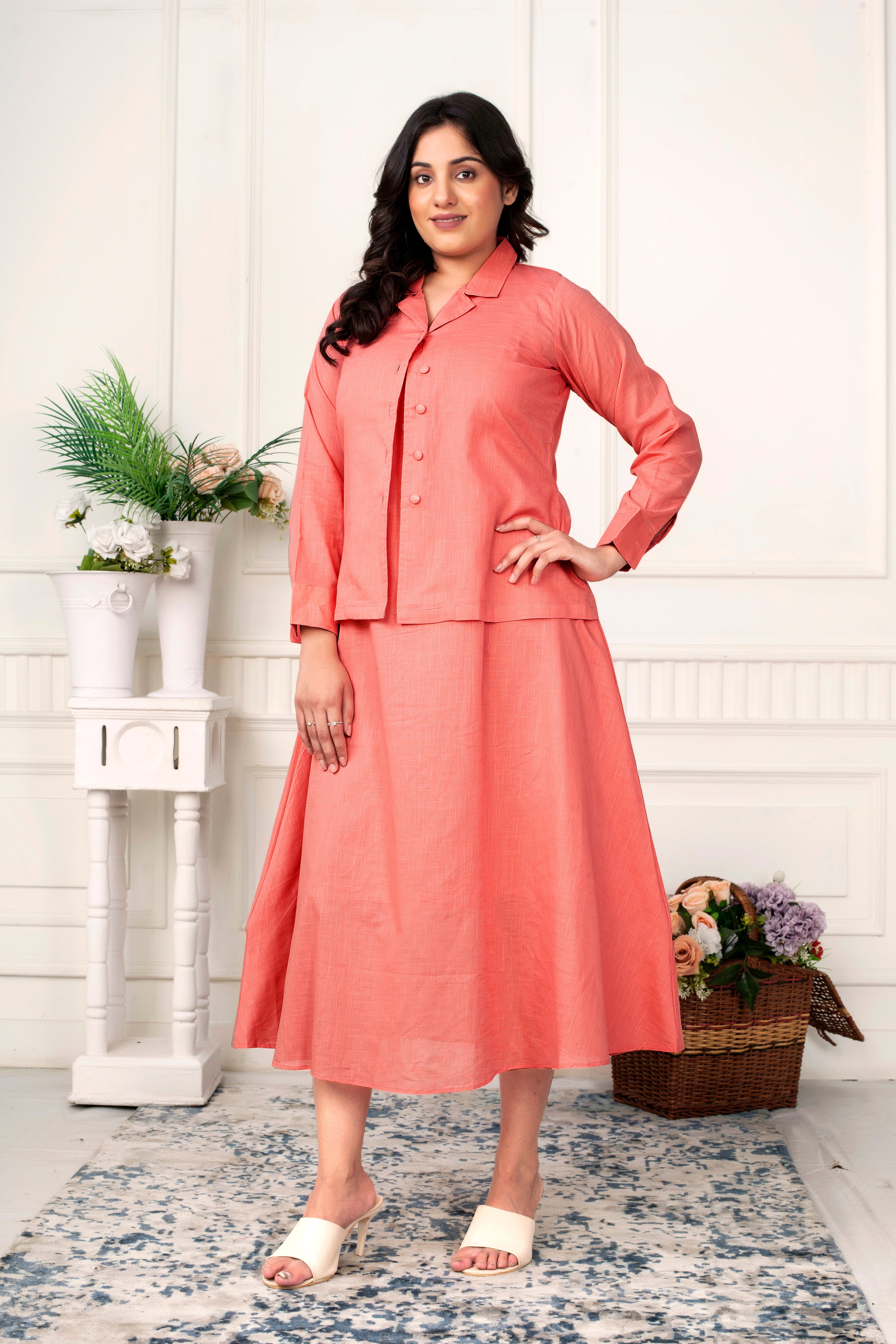 BLUSH SERENITY- LINEN JACKET DRESS