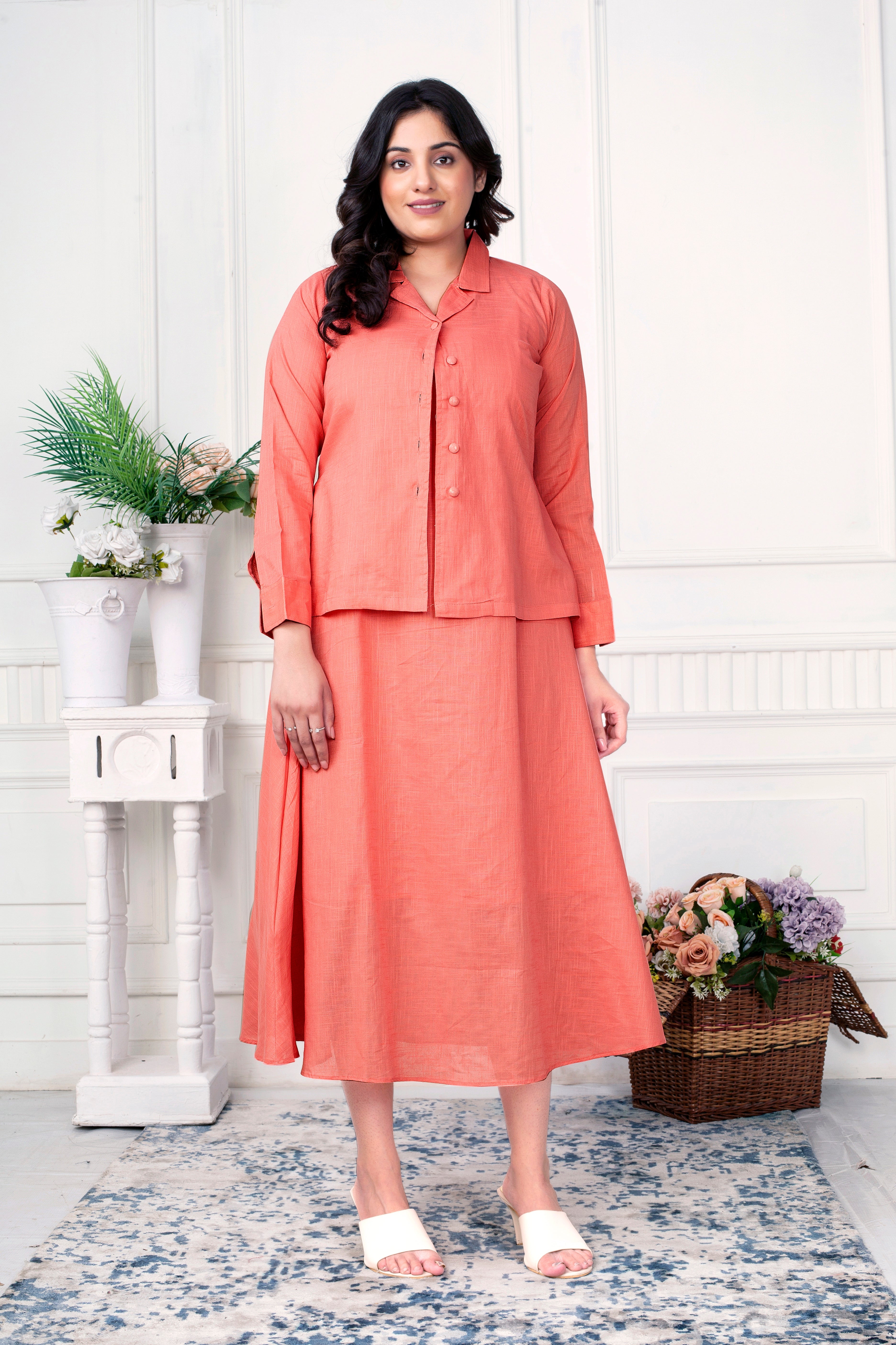 BLUSH SERENITY- LINEN JACKET DRESS