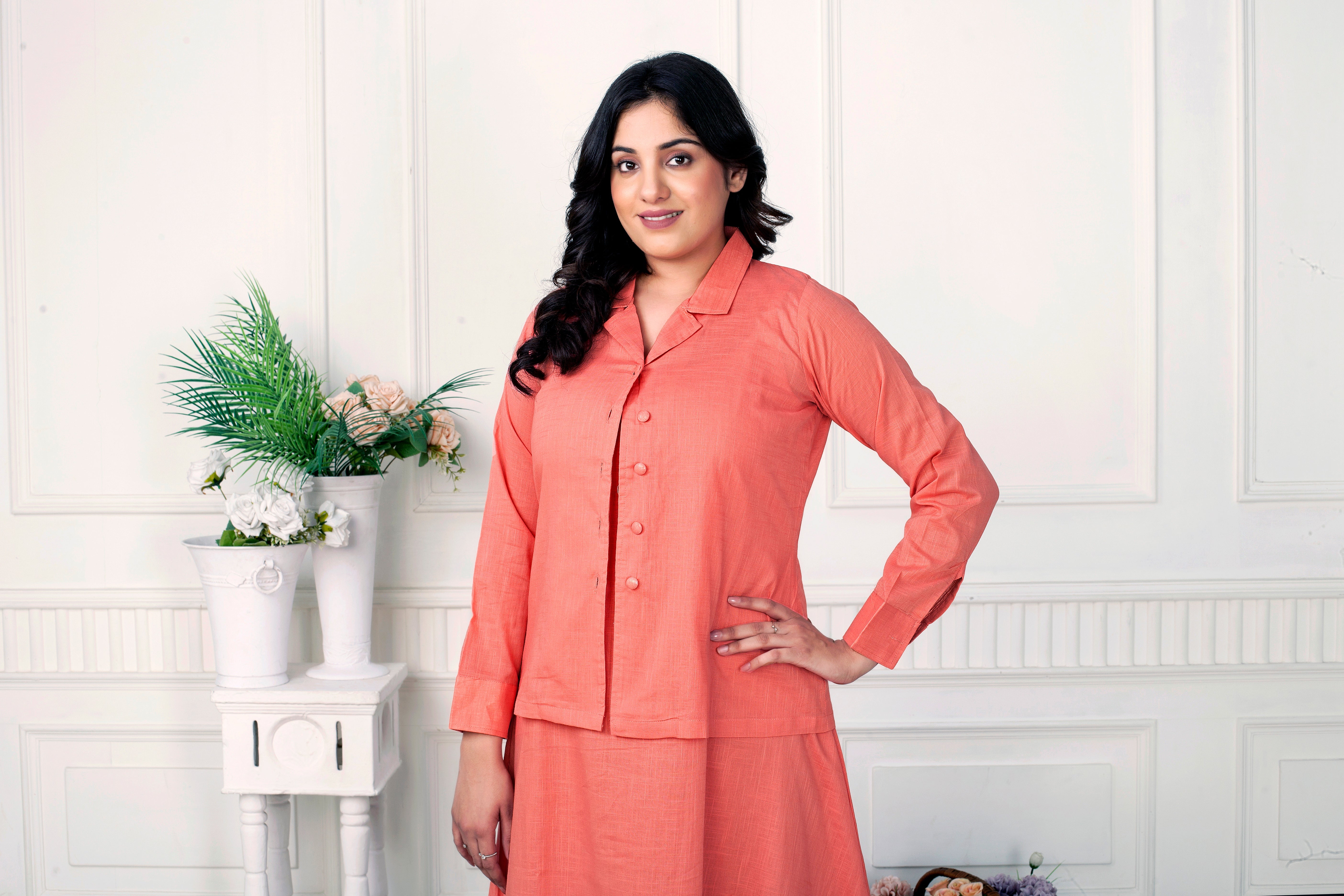 BLUSH SERENITY- LINEN JACKET DRESS