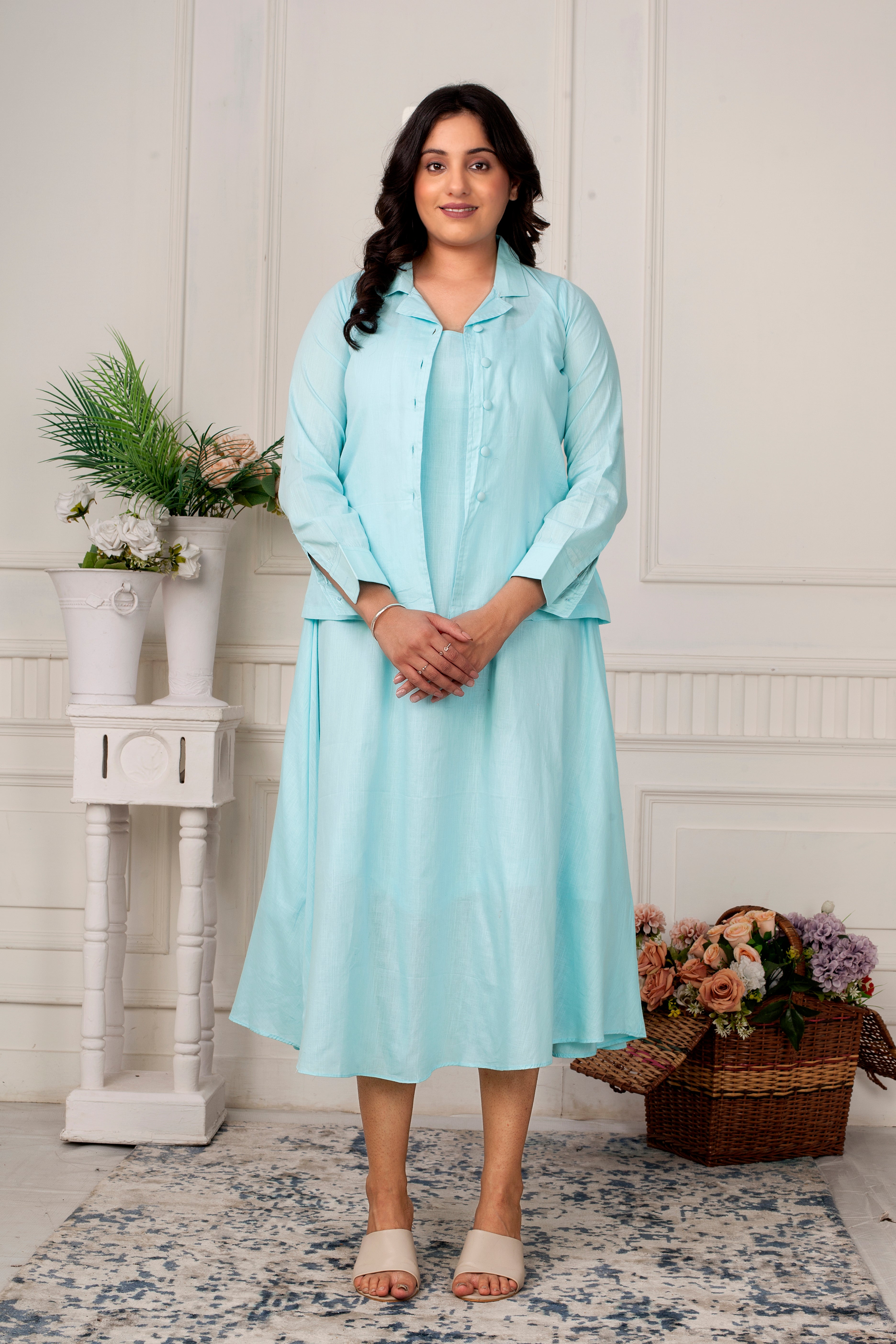 AQUA BREEZE - LINEN JACKET DRESS