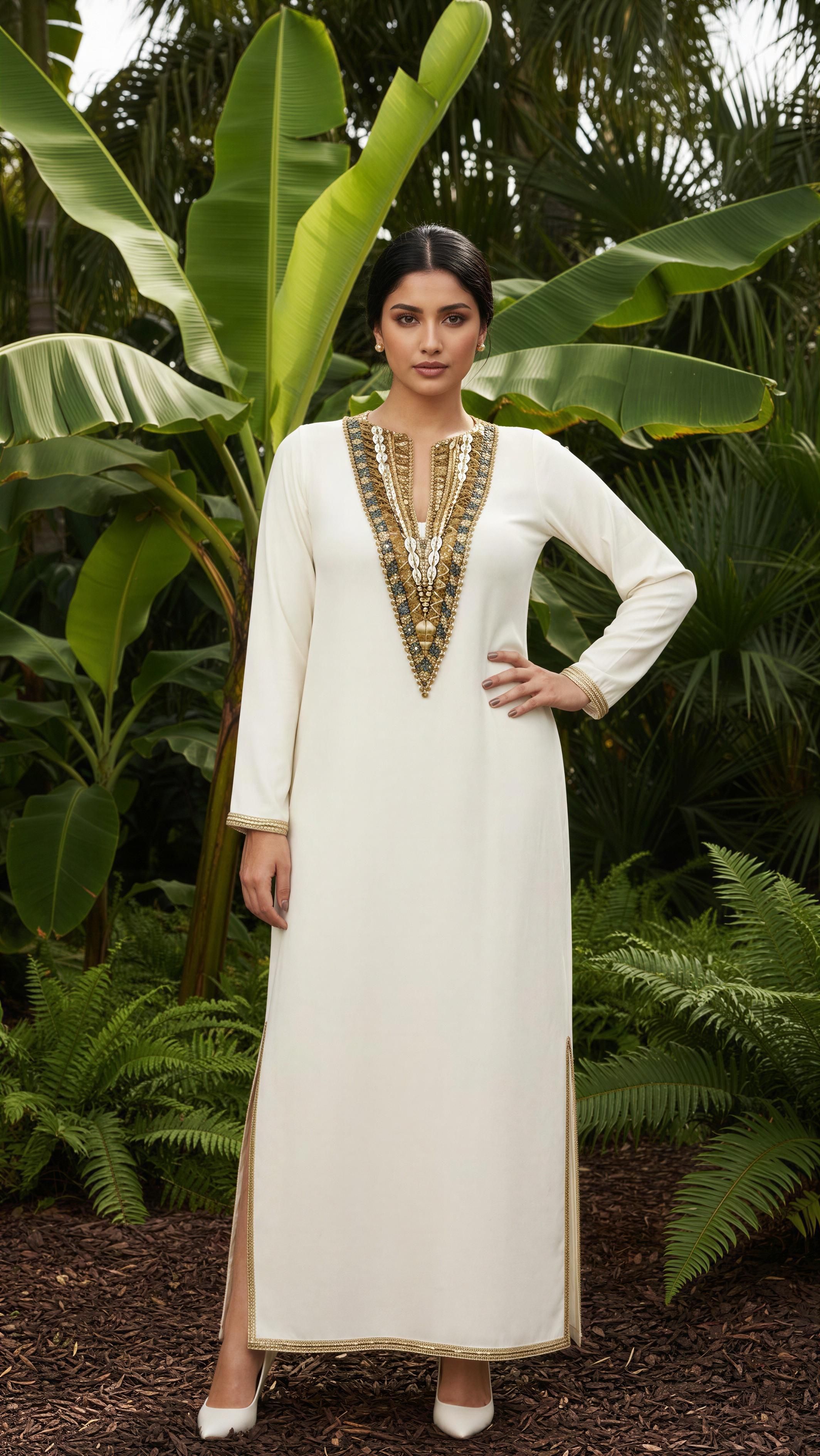 VEDA HANDWORK YOKE KAFTAN
