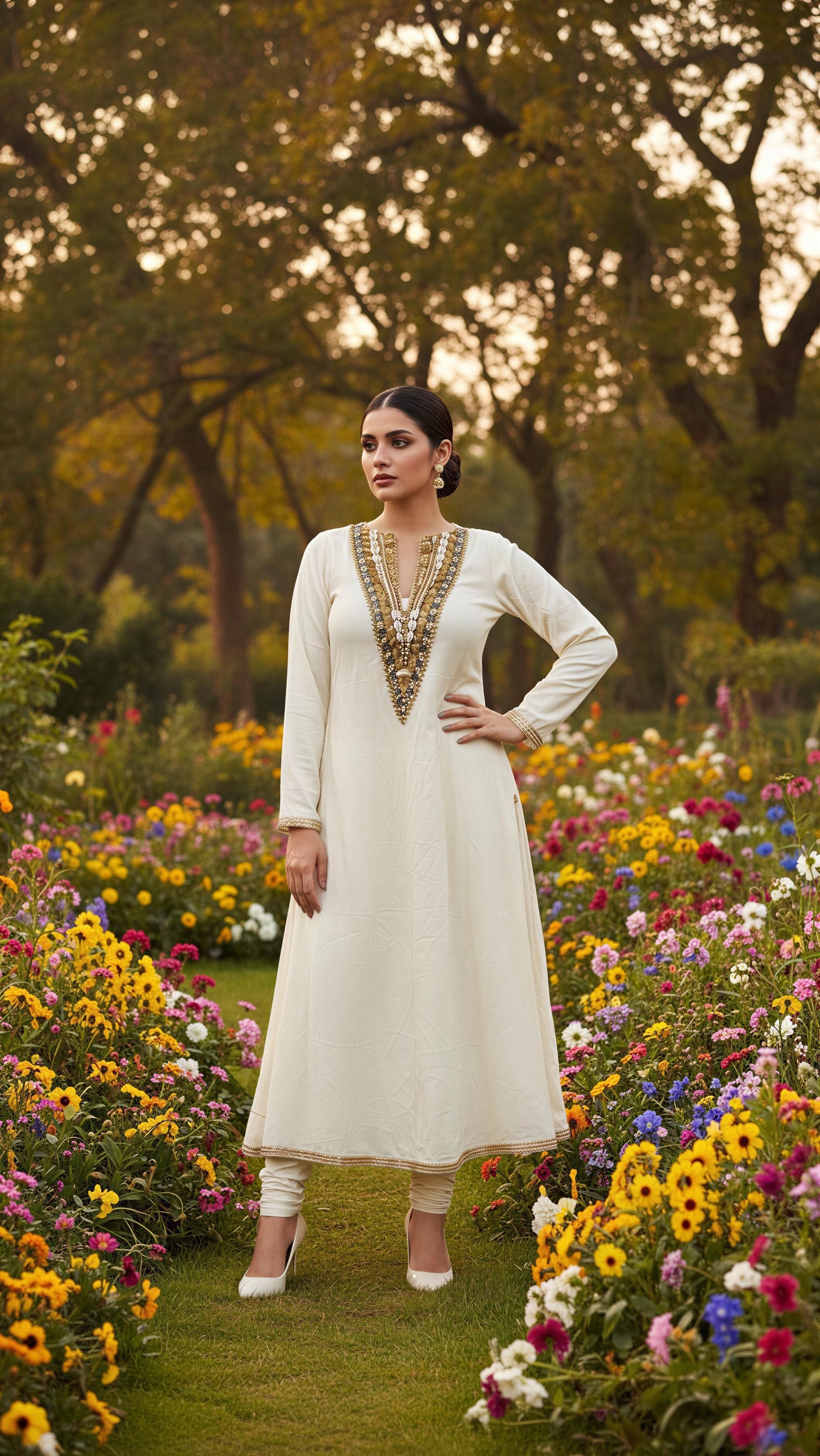 DHARA HANDWORK YOKE KURTA SET