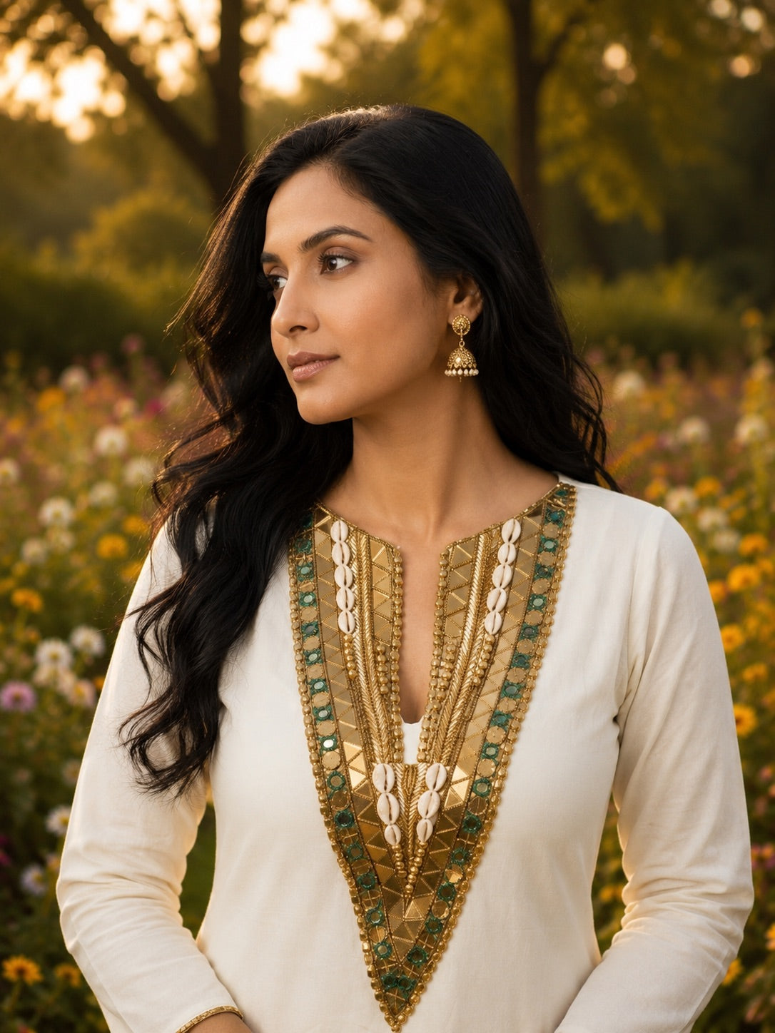 DHARA HANDWORK YOKE KURTA SET