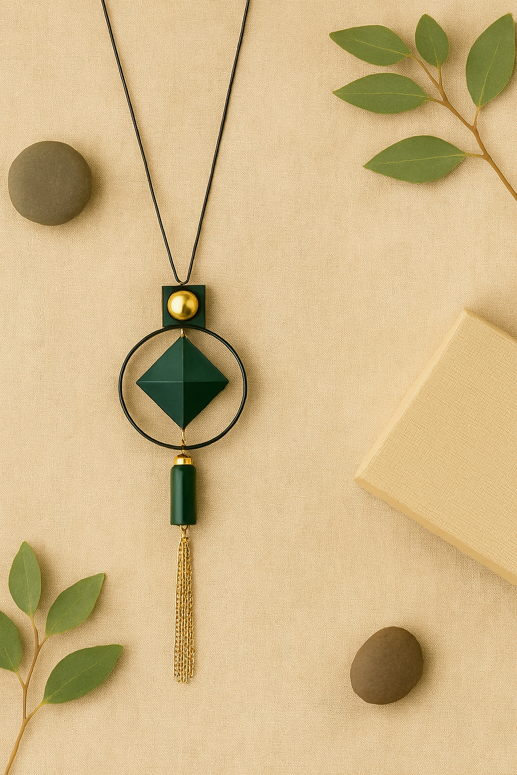Boho Green Geometric Pendant Necklace