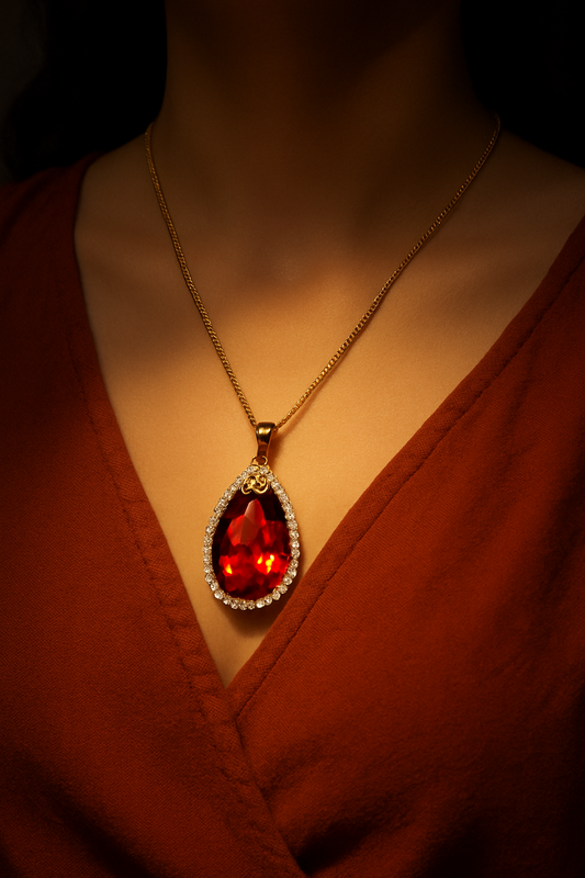 Elegant Red Teardrop Pendant Necklace