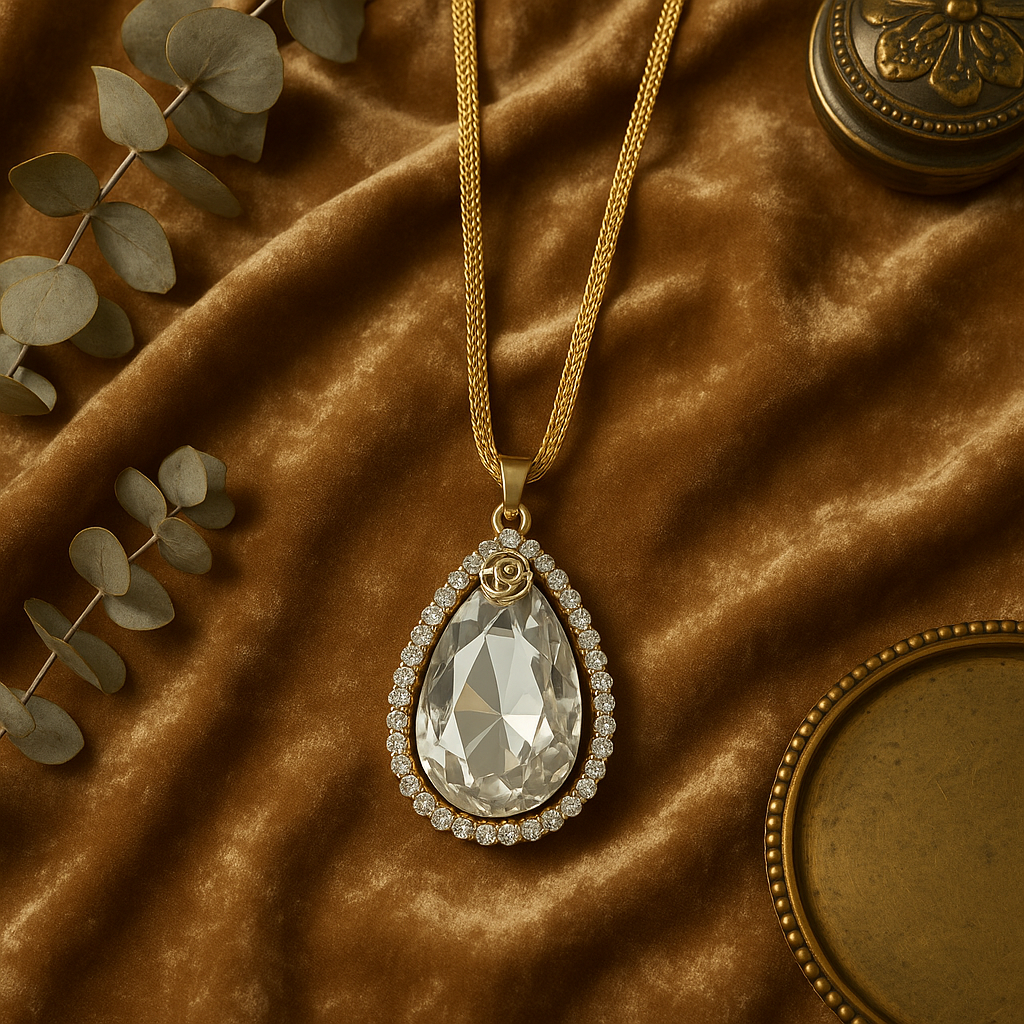 Elegant Crystal Teardrop Pendant Necklace
