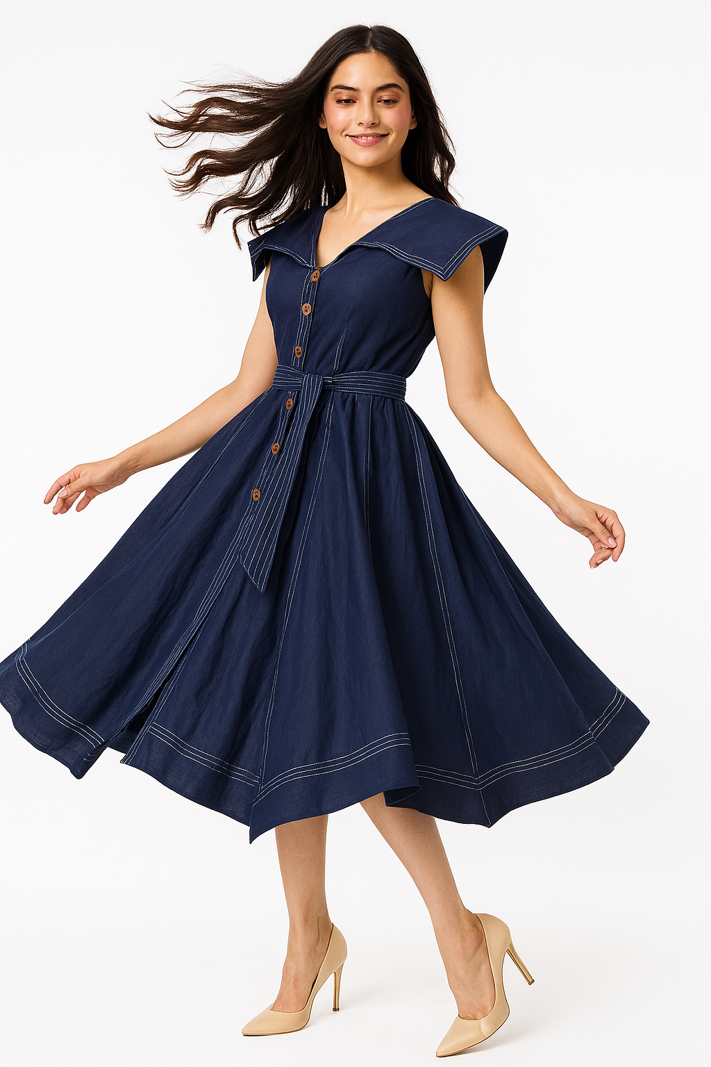 BLUE ZIG ZAG HANDKERCHIEF DRESS