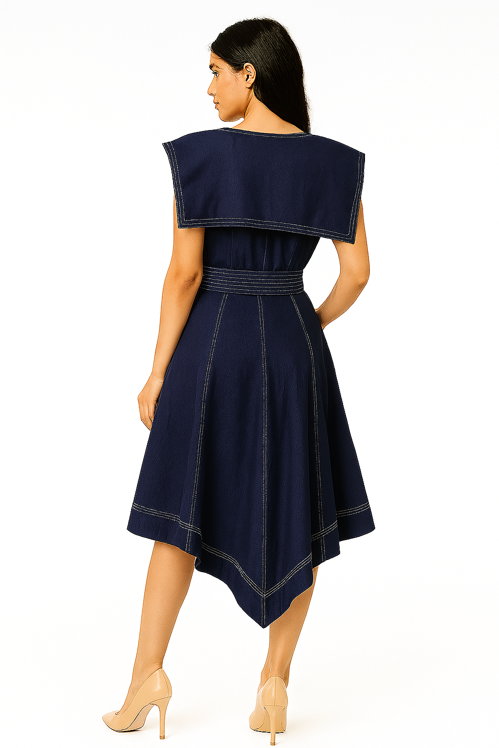BLUE ZIG ZAG HANDKERCHIEF DRESS