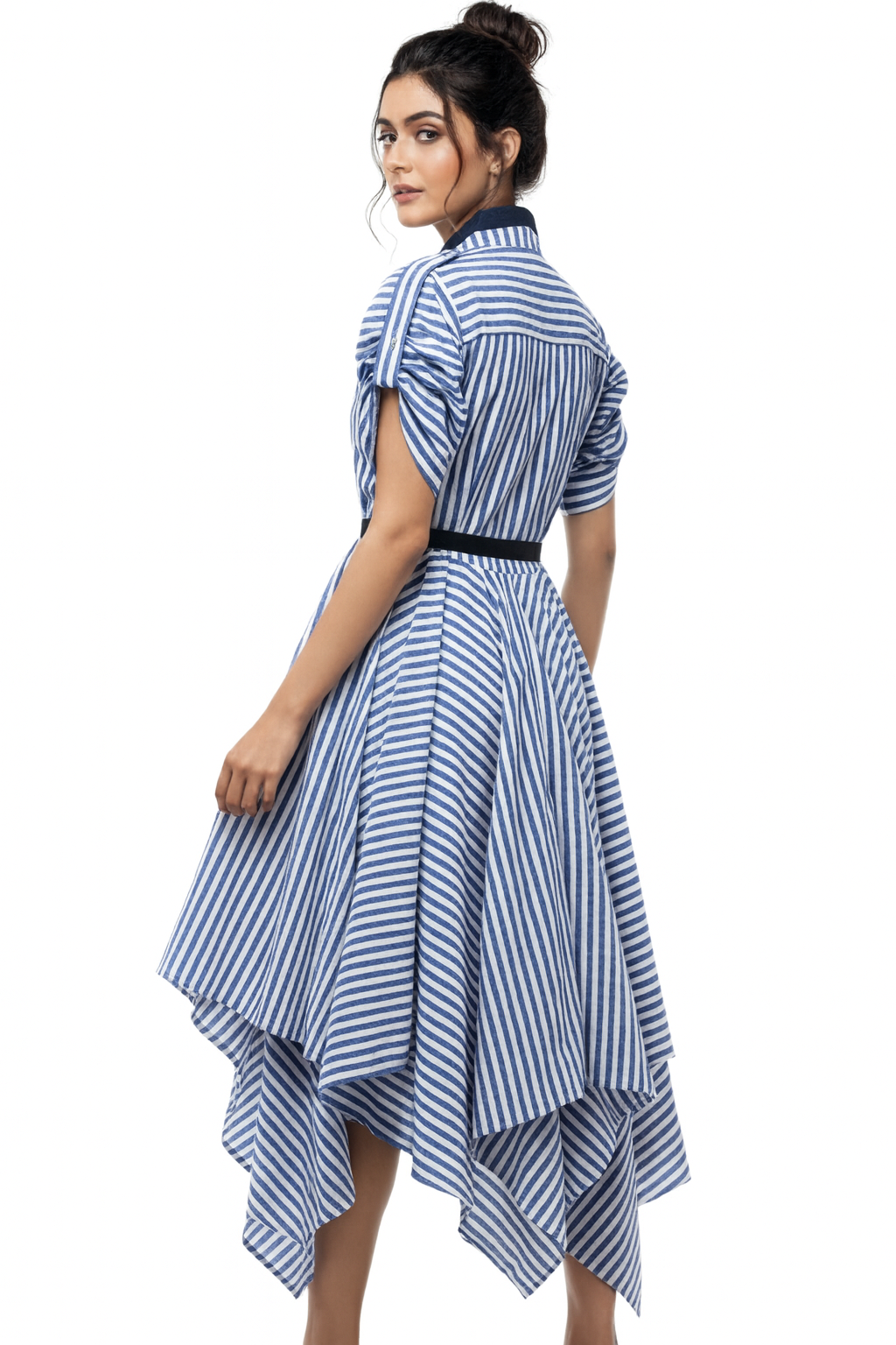 BLUE AND WHITE STRIPE LINEN HANDKERCHIEF DRESS