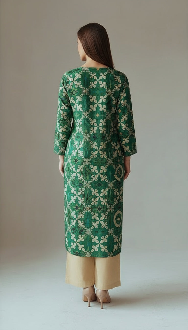 GREEN GOTTA PATTI TOKE WITH AMARA PATCHWORK PRINT KURTA SET