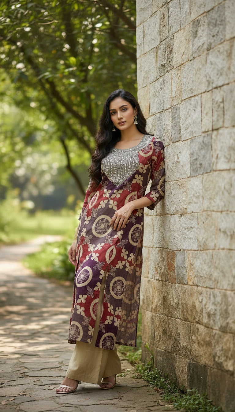 PINK GOTTA PATTI TOKE WITH AMARA PATCHWORK PRINT KURTA SET