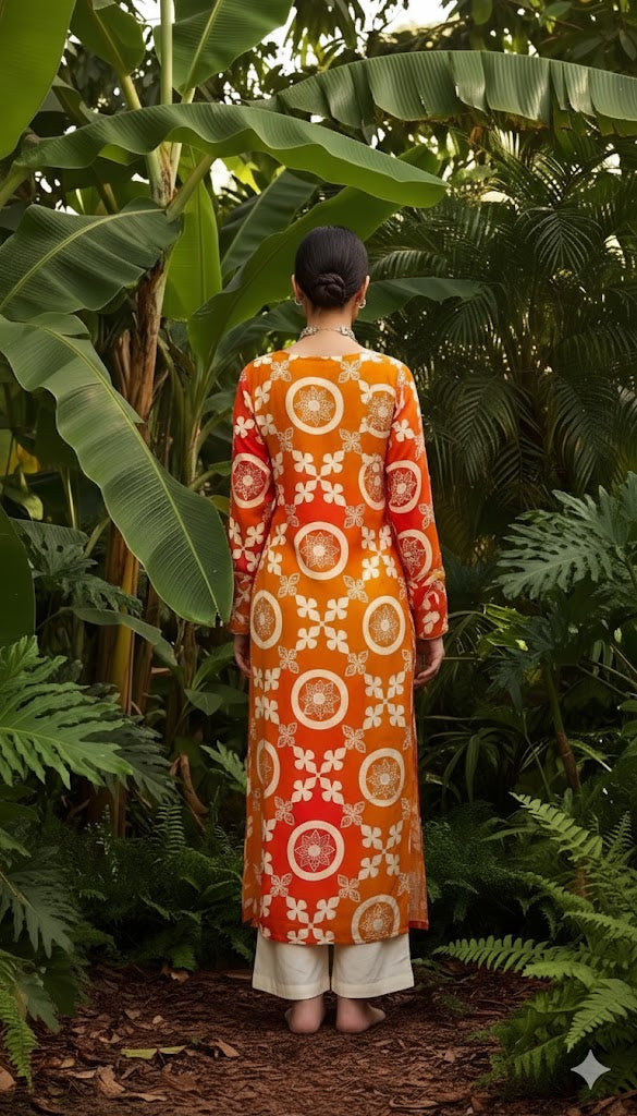 ORANGE GOTTA PATTI TOKE WITH AMARA PATCHWORK PRINT KURTA SET