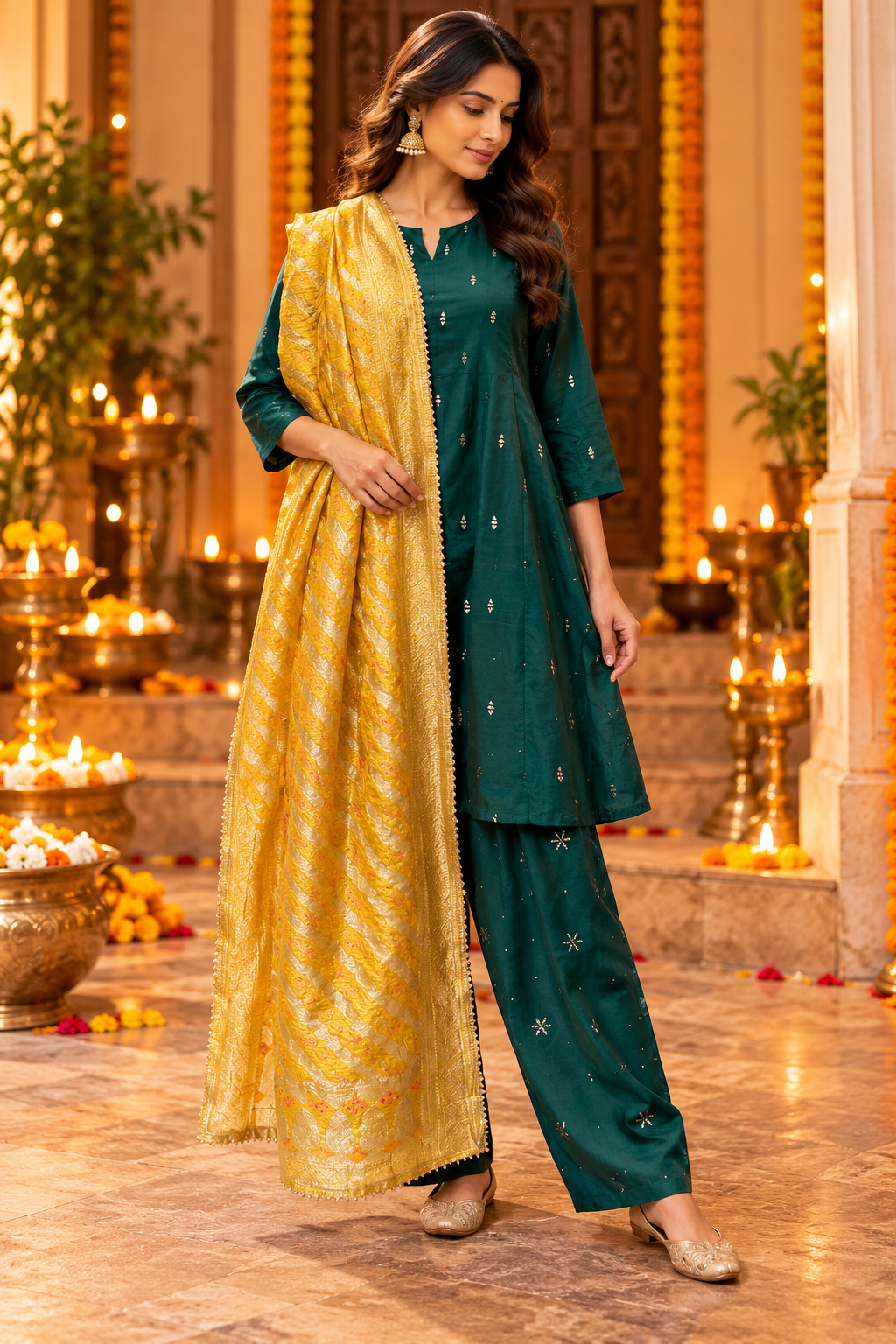 MUSTARD YELLOW DOLA SILK DUPATTA