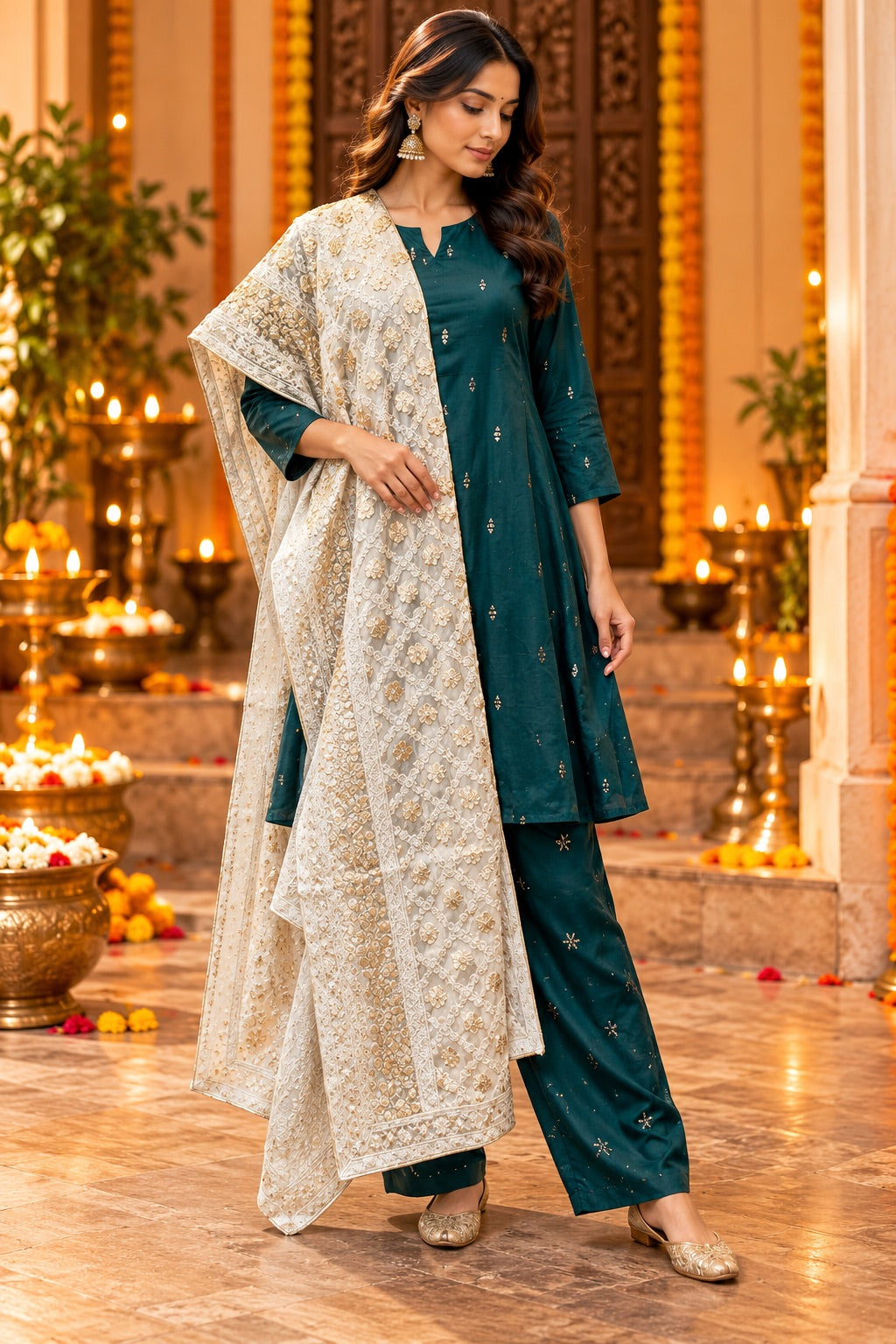 IVORY GOLD GOTTA PATTI DUPATTA