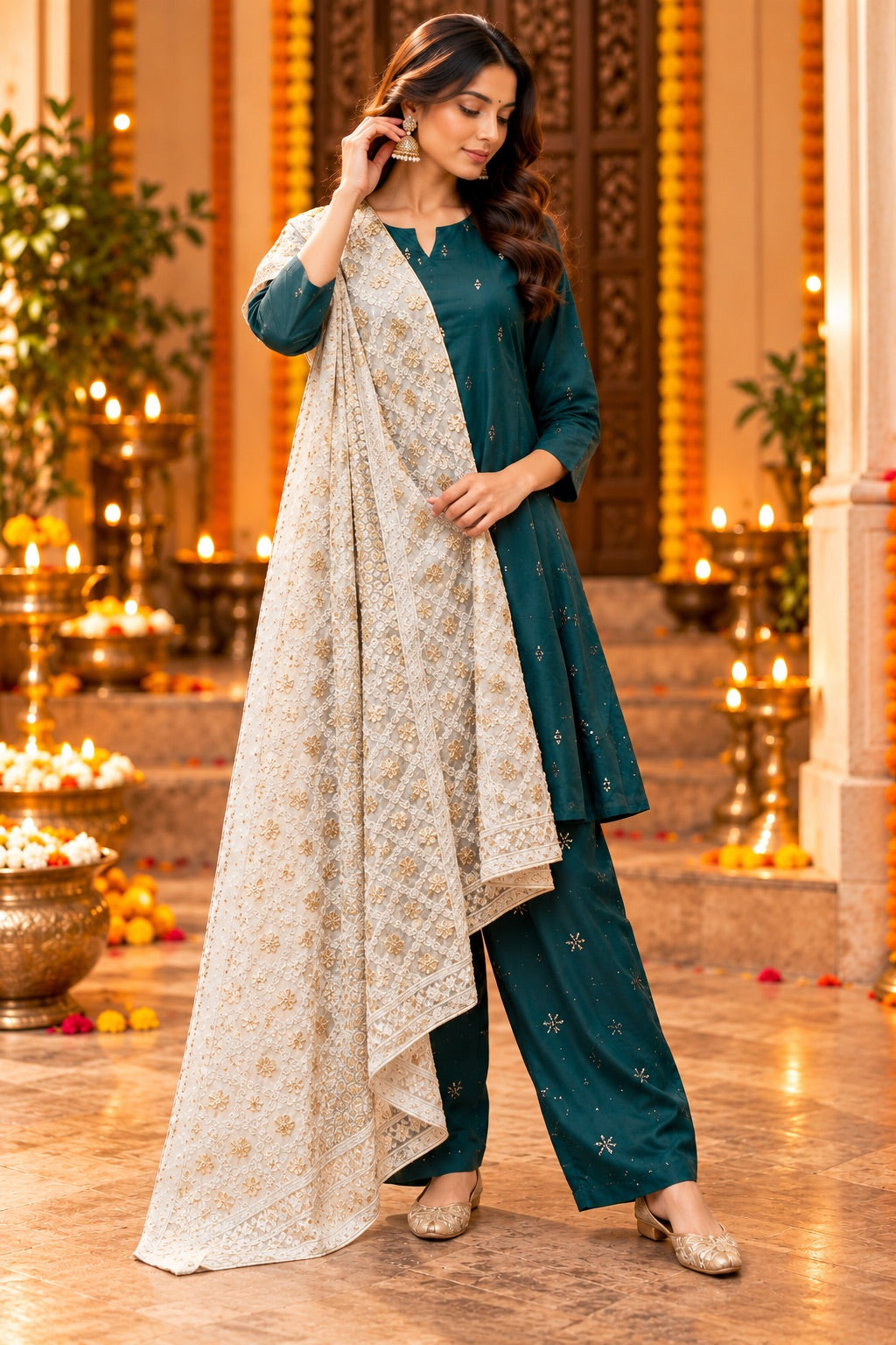 IVORY GOLD GOTTA PATTI DUPATTA