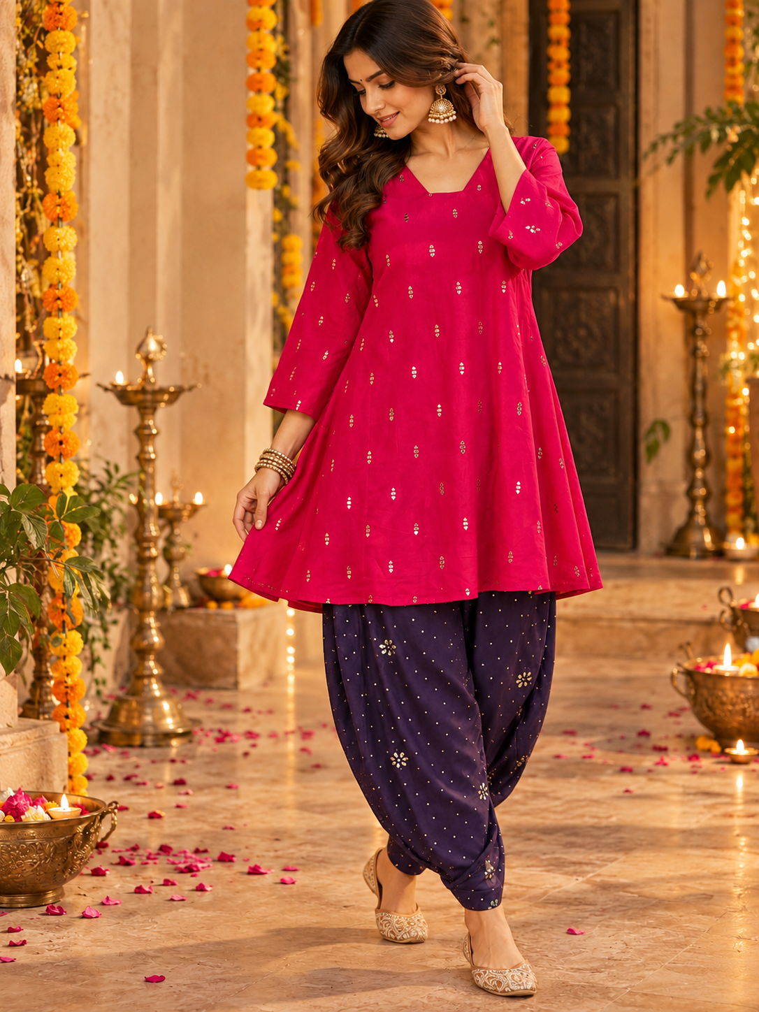 ANANTAA RANI PINK WITH FLARED BOTTOMS