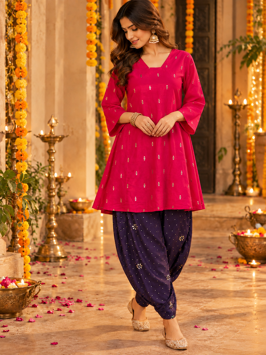 ANANTAA RANI PINK WITH FLARED BOTTOMS