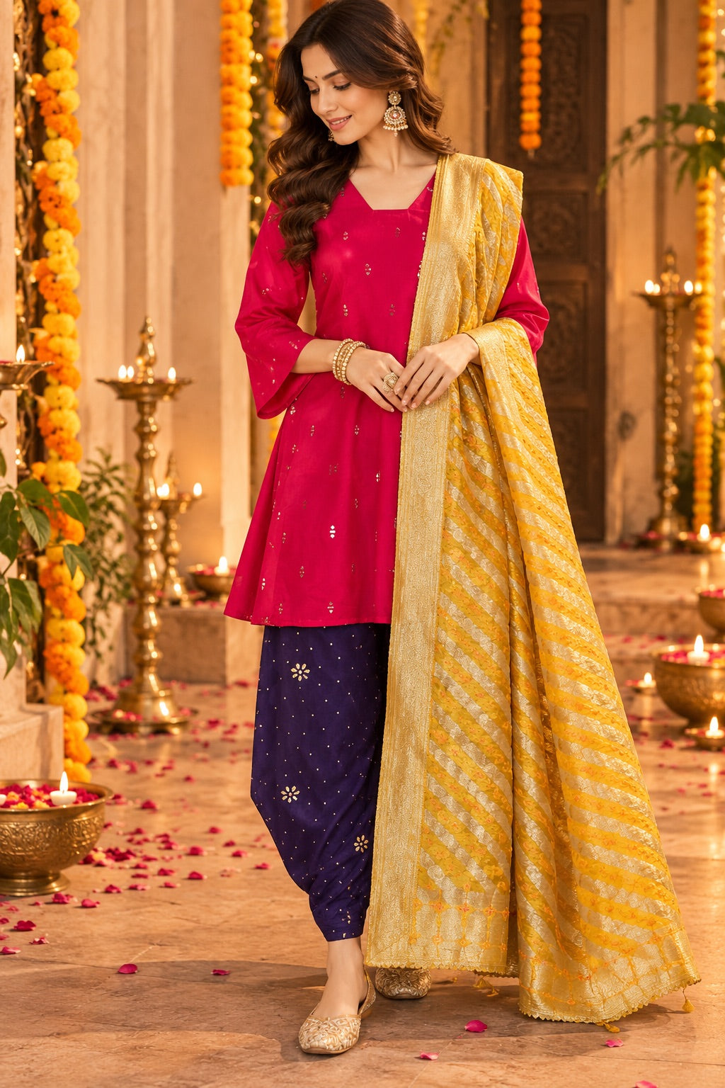 ANANTAA RANI PINK WITH FLARED BOTTOMS