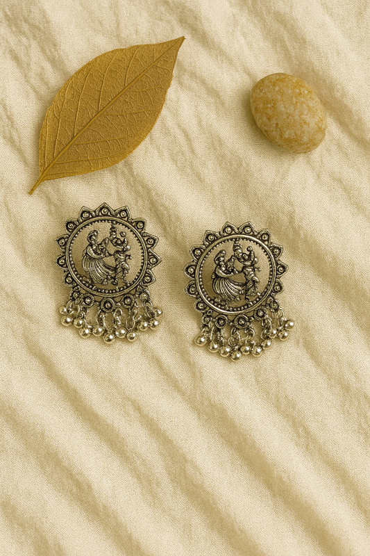 Dancing couple Oxidised Earrings