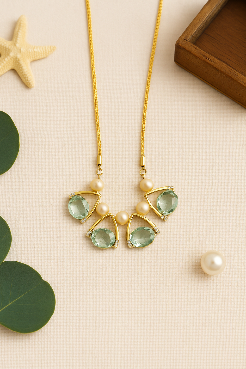 Elegant Stone & Pearl Gold-Tone Necklace