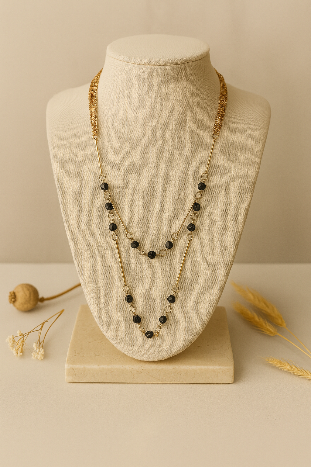 Elegant Dual-Layered Beaded Necklace