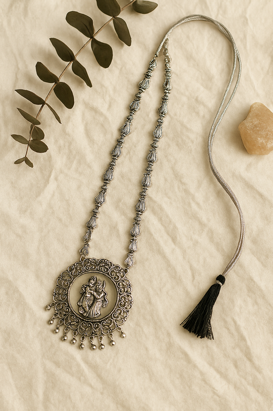 Dancing couple Oxidised Necklace