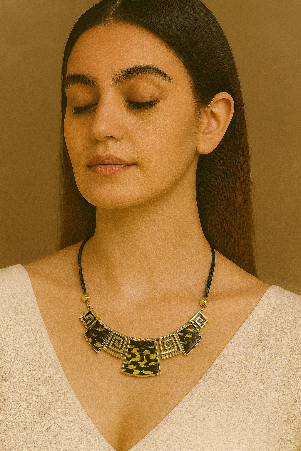 Yellow Mosaic Square Necklace