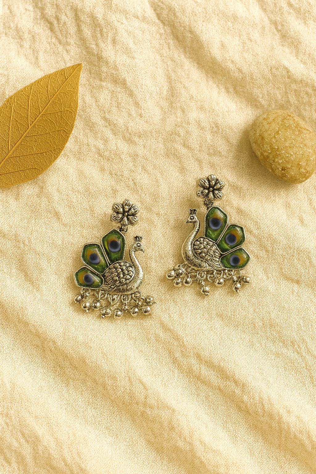 Peacock Oxidised Earrings