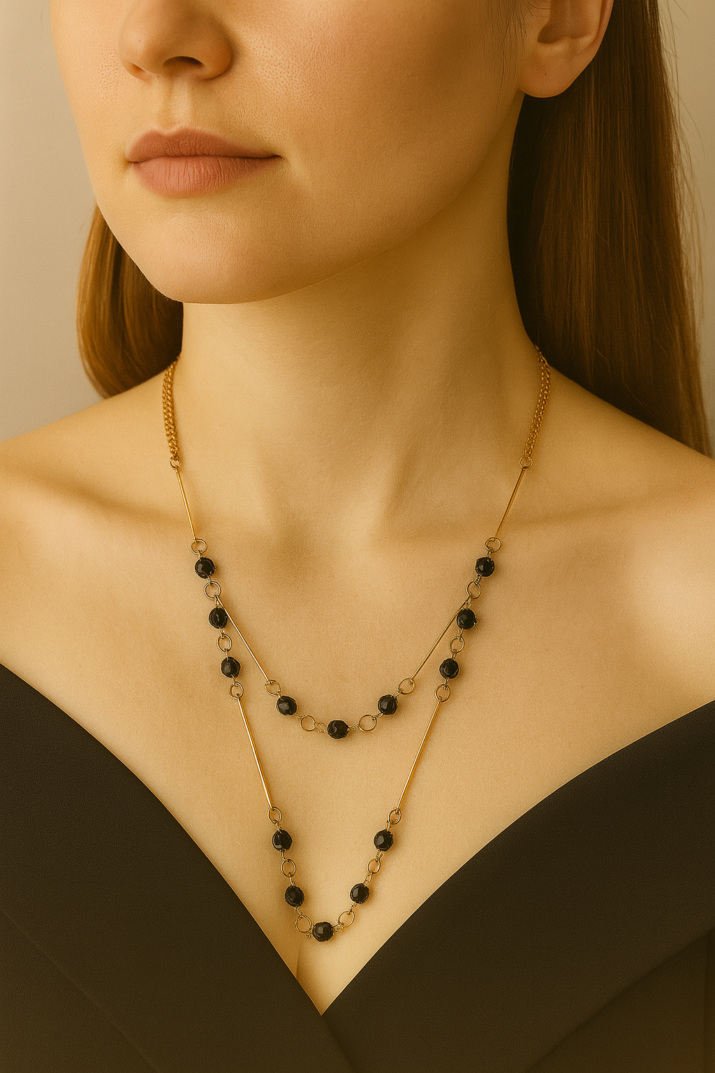 Elegant Dual-Layered Beaded Necklace