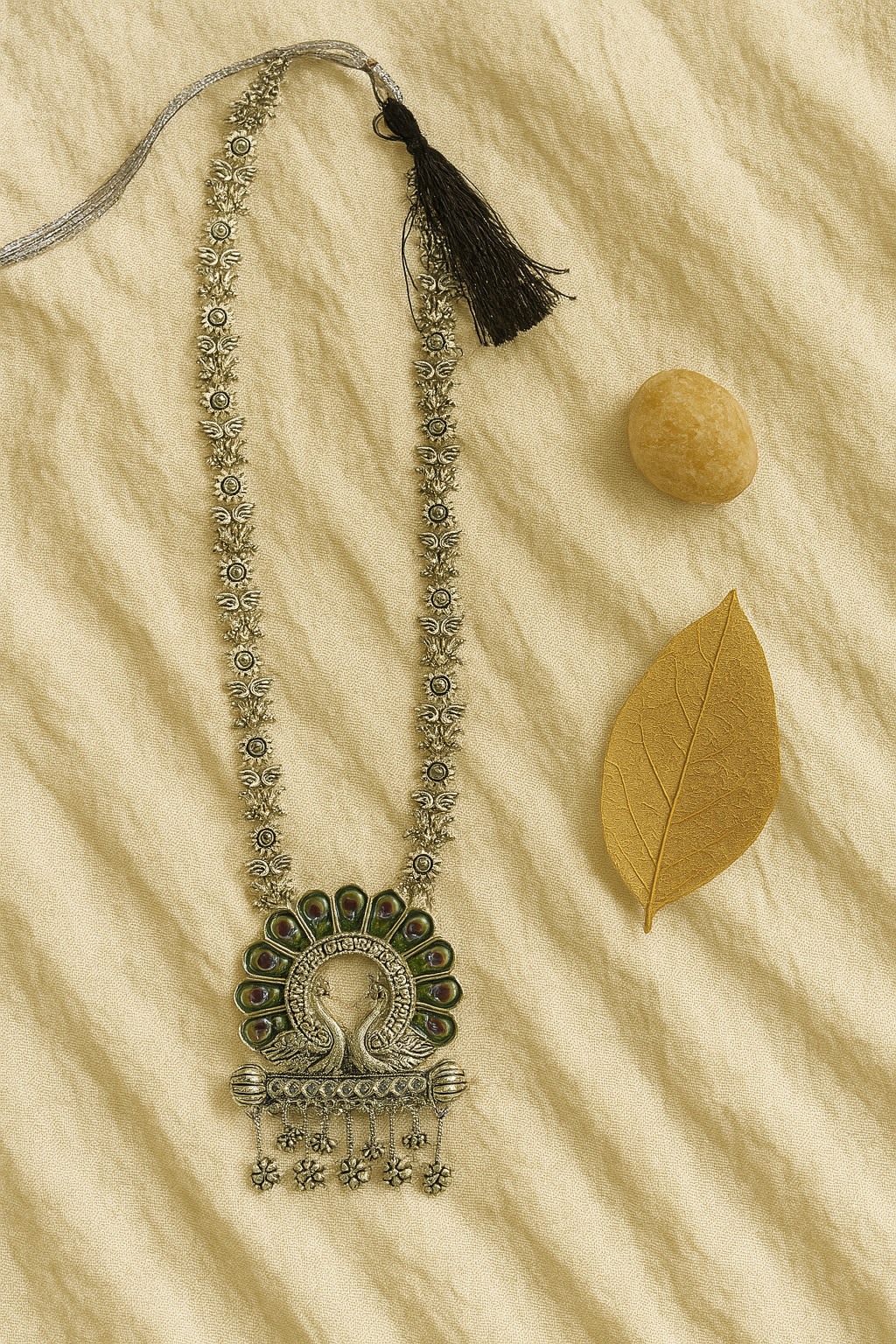 Peacock Oxidised Necklace