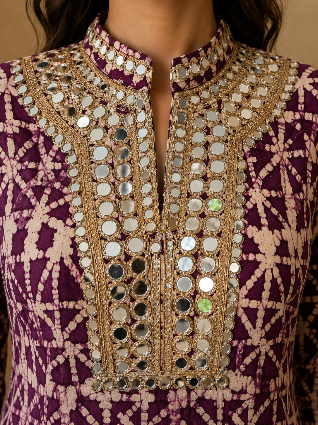 VASUDHA  MIRRORWORK KURTA SET