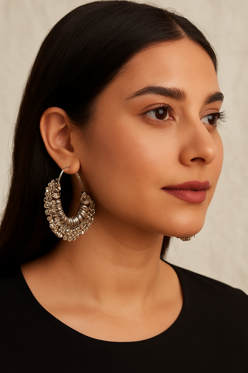 Boho Oxidised Tribal Hoop Earrings