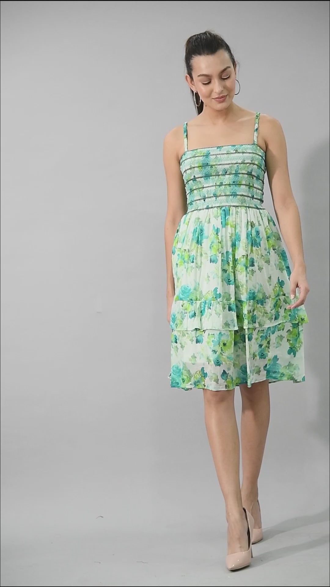 TURQUOISE SMOKING SHORT DRESS