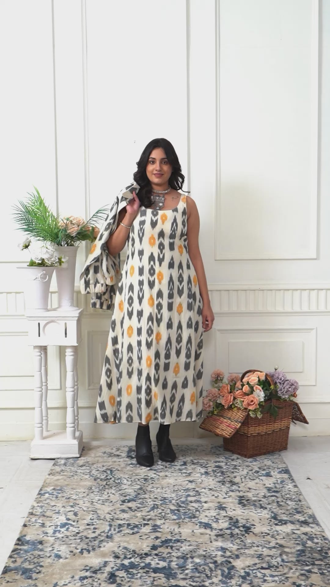 DAFFODIL ZIPPER IKAT HANDLOOM JACKET DRESS