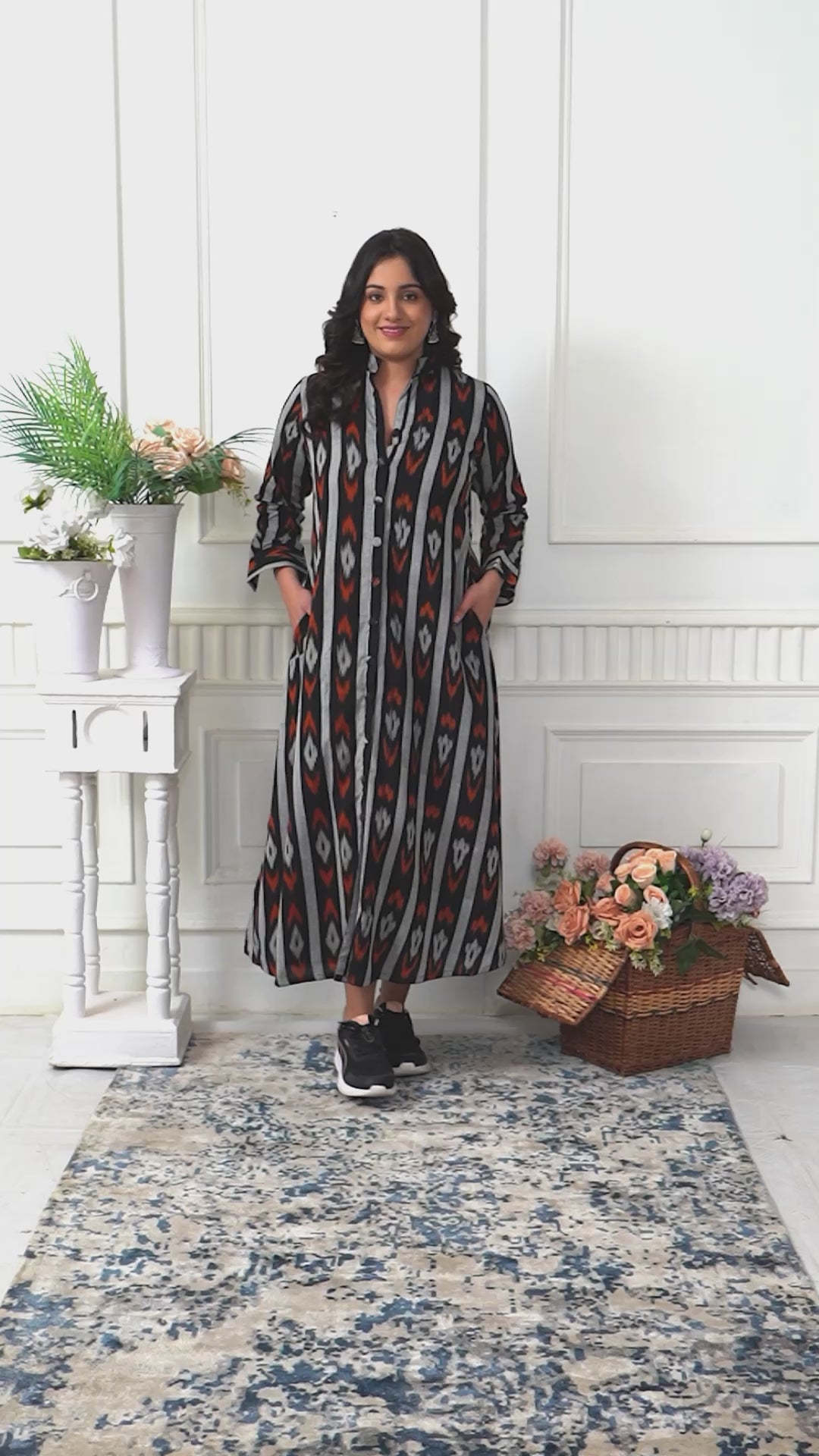 BLACK IKAT SHIRT DRESS