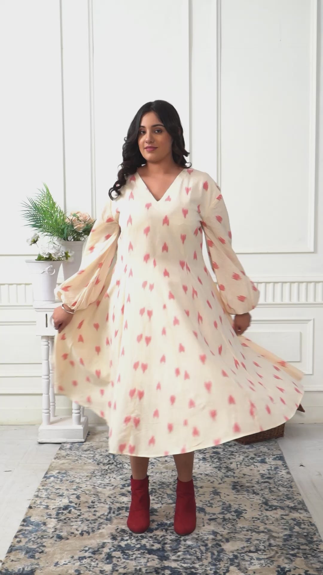 BLUSH BREEZE IKAT FLARED DRESS