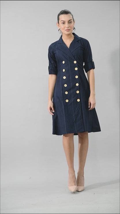 LINEN WOOD BUTTON JACKET DRESS